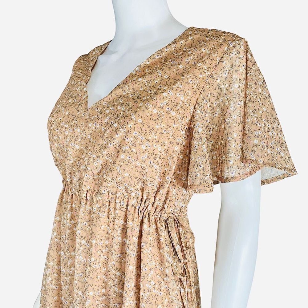 See the Shades Large Orange White Floral Tiered Maxi Dress - Picture 4 of 13